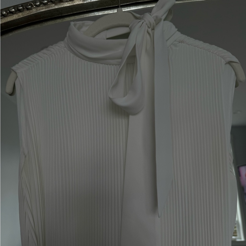 Milly White Sheath Midi Dress Mock Neck Sleeveless - Picture 3 of 3